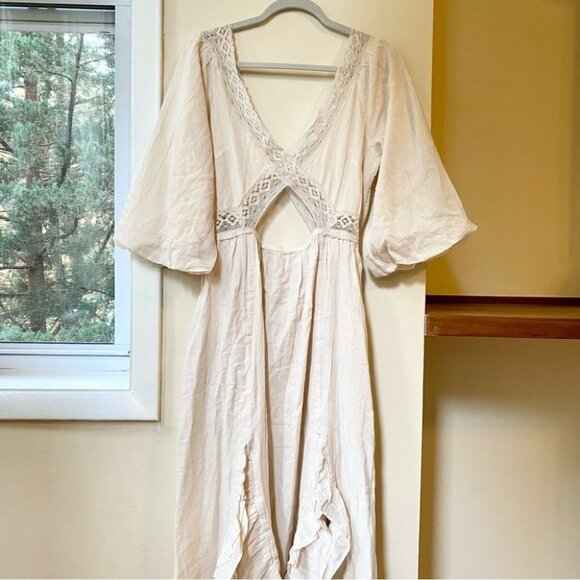 NWT Free People X's and O's Midi Maxi Dress Lace Tiered Ruffle Summer Cream XL - Picture 5 of 11